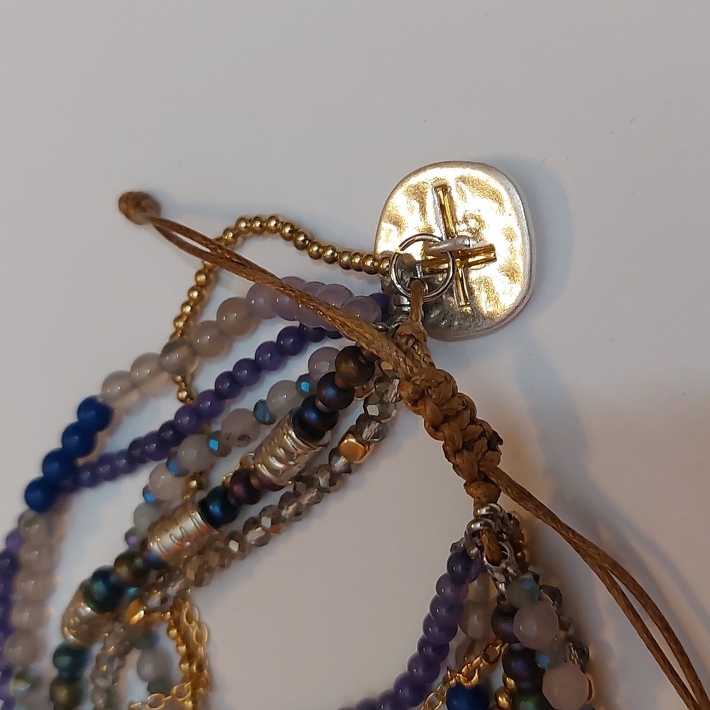 Demaco's Your Journey Indigo Adjustable Beaded Prayer Bracelet 7" - Picture 4 of 5
